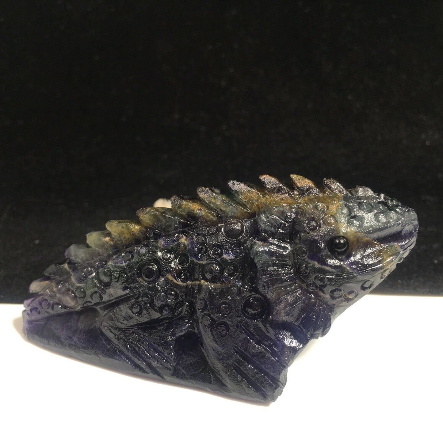 Unusual Fluorite Lizard with Solid Crystals, 30mm Tall, 89g (Purple)