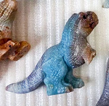 Rare Amazonite T-Rex, 85.24mm Tall, 233g (Blue, Yellow, Red)