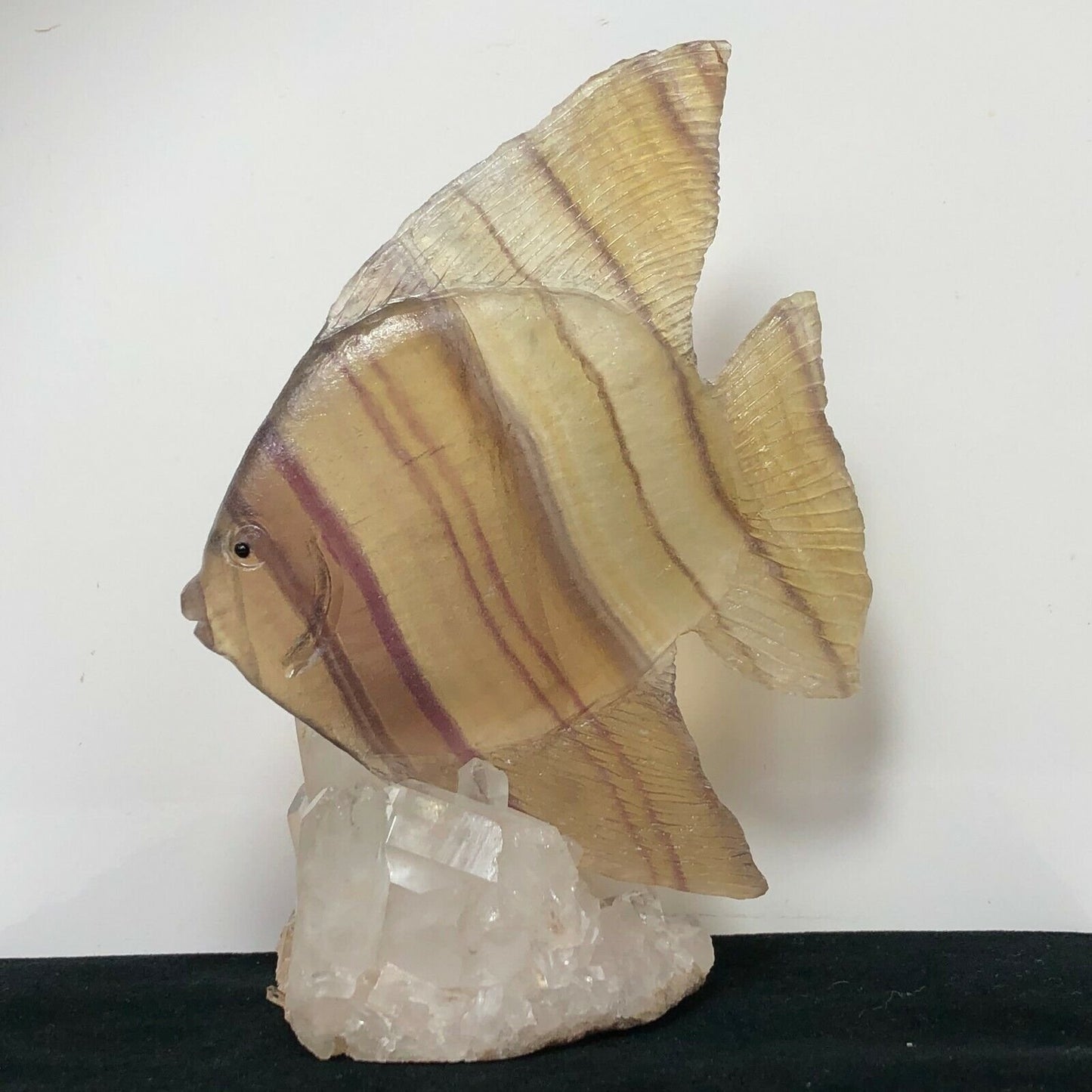 Unusual Fluorite Angelfish with Quartz Crystals, 110mm Tall, 229g (Yellow, Clear, Purple)