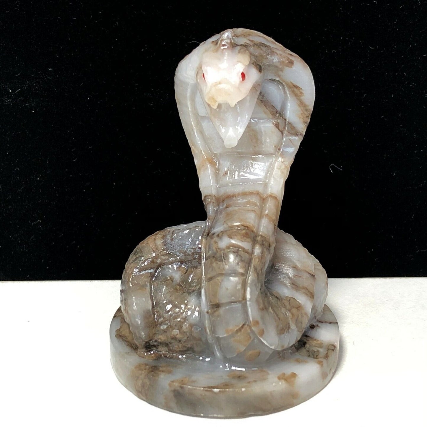 Common Calcite Cobra, 72mm Tall, 148g (Brown, White)