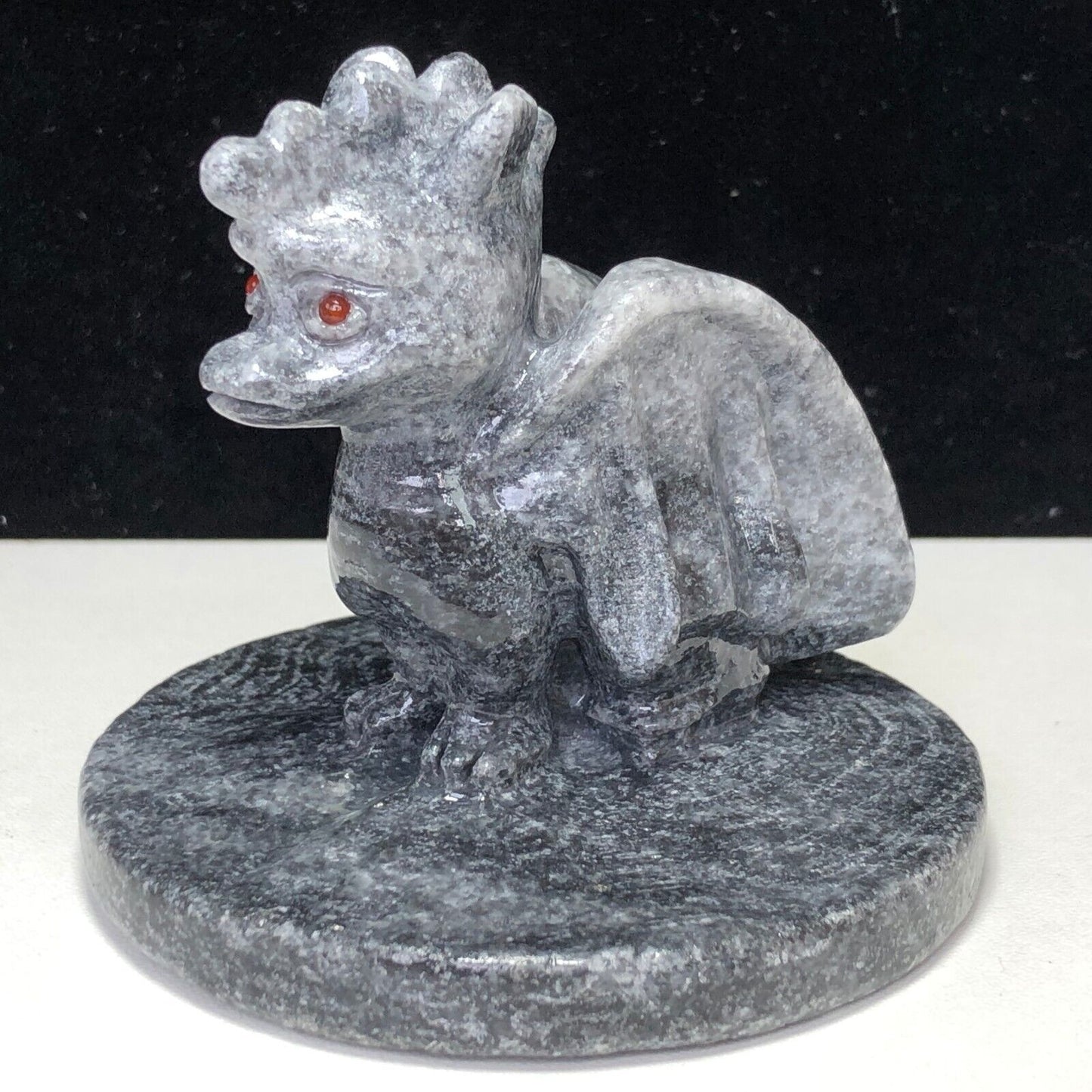 Unusual Stone Spyro Dragon, 71mm Tall, 235g (Gray, Black)
