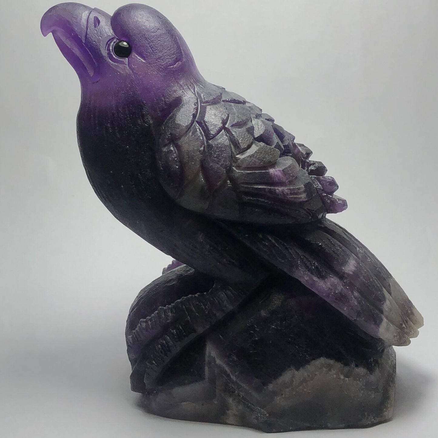 Stunning Amethyst Eagle with Solid Crystals, 96mm Tall, 386g (Purple, Clear, White)
