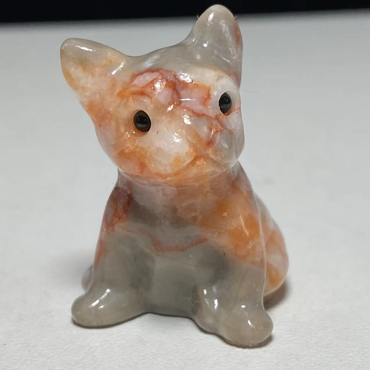 Unusual Stone Puppy Dog, 30mm Tall, 15g (Gray, Pink, Red)