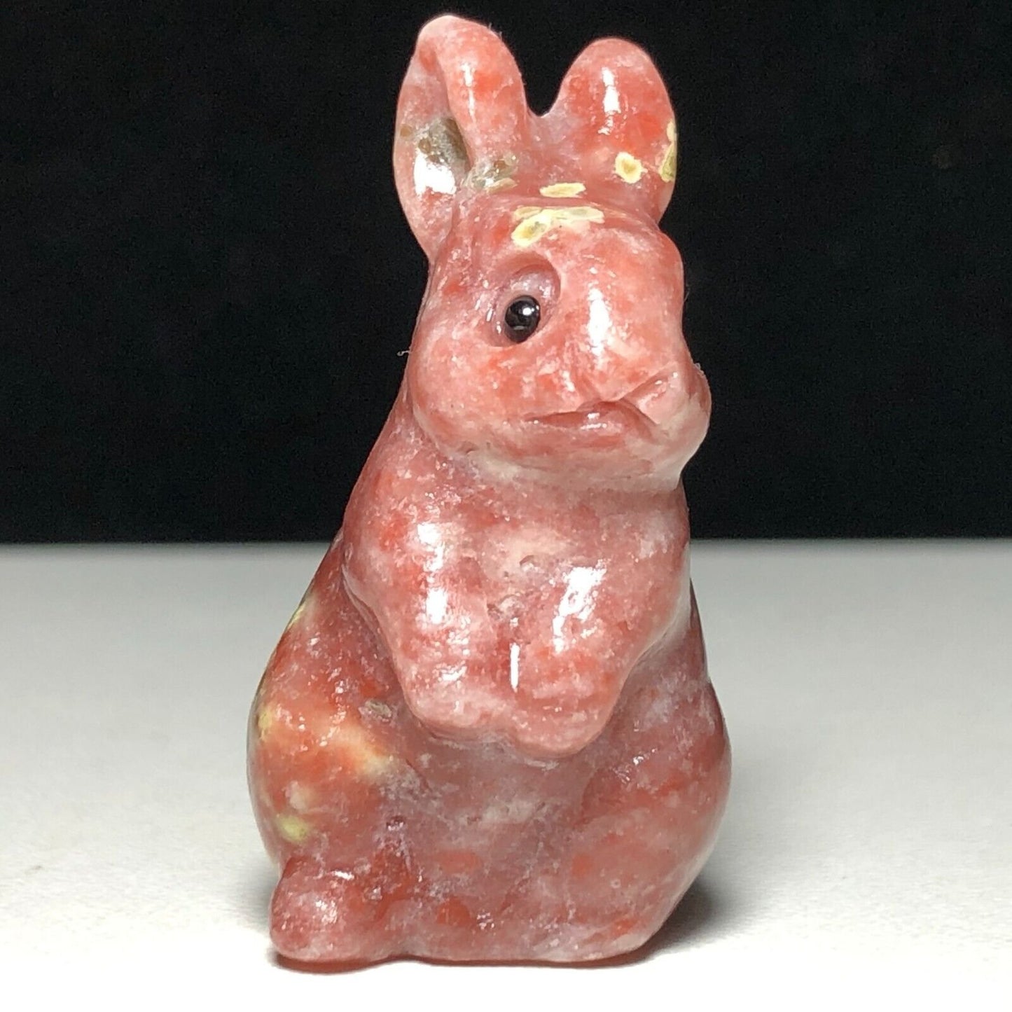 Unusual Unakite Rabbit, 40mm Tall, 20g (Pink, Red, White)