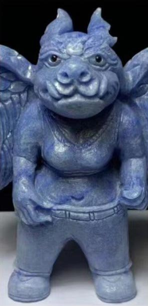 Stunning Blue Aventurine Anthro Dragon, 108mm Tall, 278g (Blue, Gray)