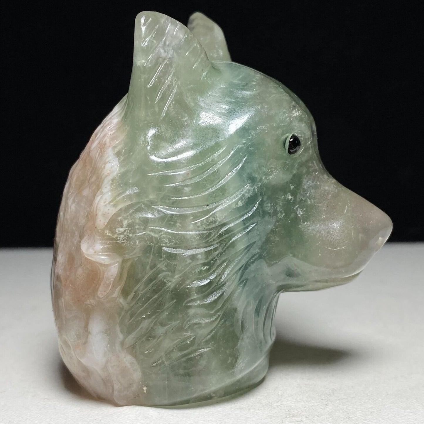 Unusual Fluorite Wolf with Solid Crystals, 68mm Tall, 232g (Green, Pink, Clear, Rainbow)