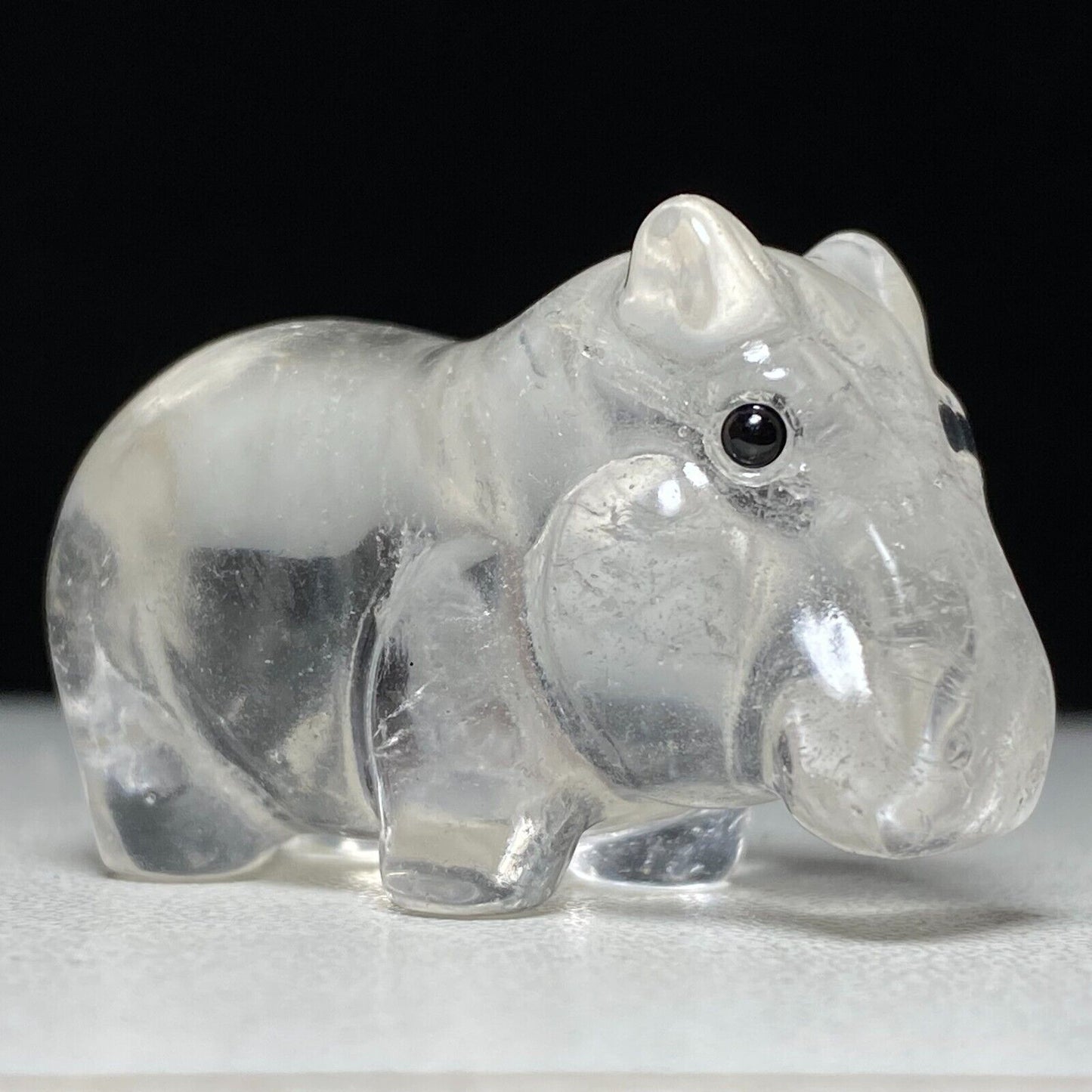 Unusual Quartz Hippo, 23mm Tall, 28g (Clear)