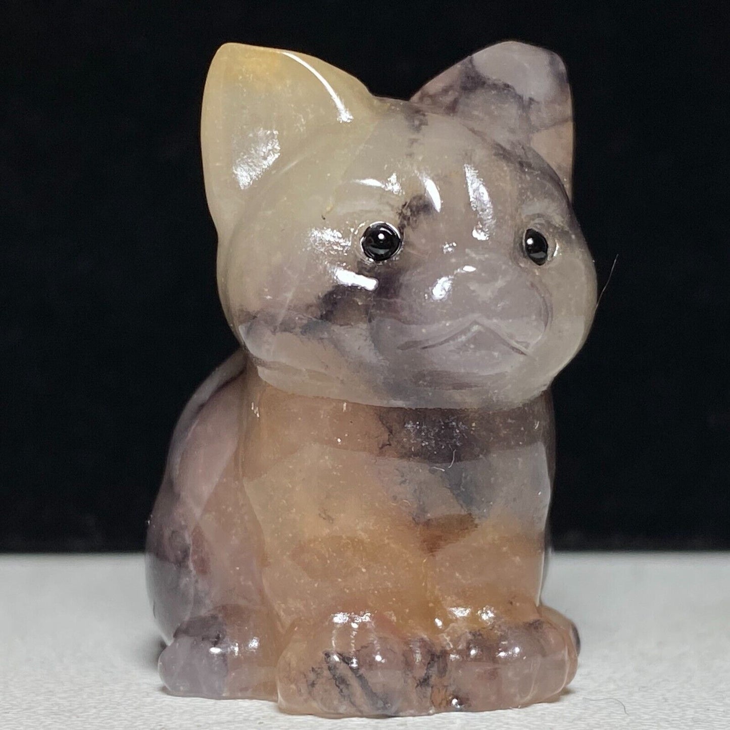 Unusual Sakura Agate Front Cat, 37mm Tall, 30g (Pink, Cream)