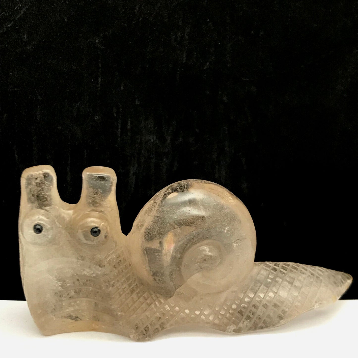 Stunning Quartz Snail with Solid Crystals, 44mm Tall, 97g (Clear, Rainbow)