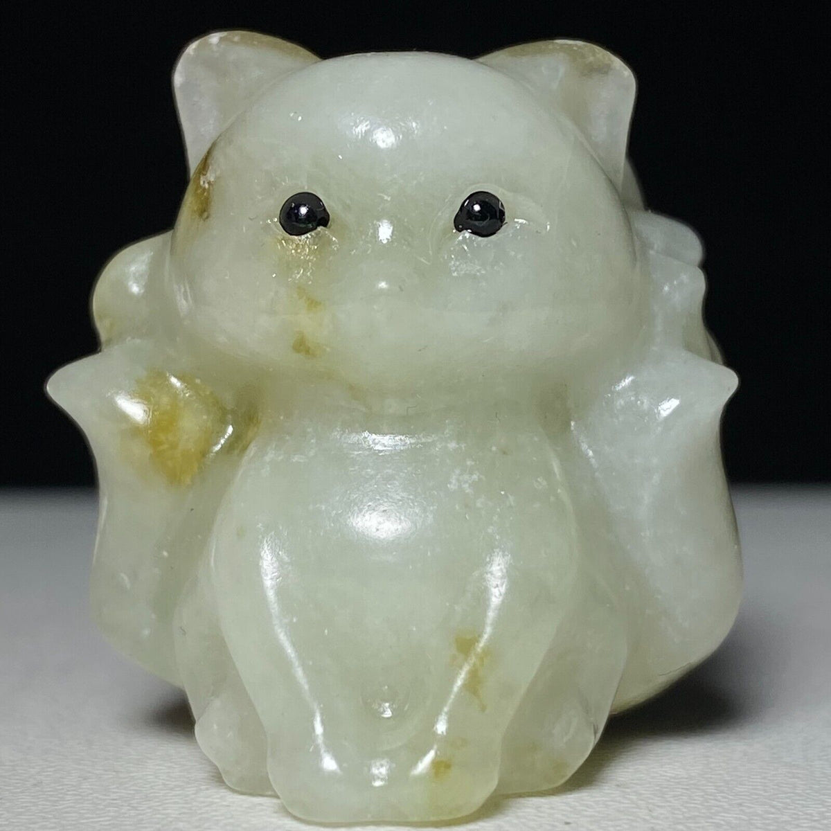 Unusual Calcite Sit Kitsune with Solid Crystals, 32mm Tall, 37g (Yellow, White)