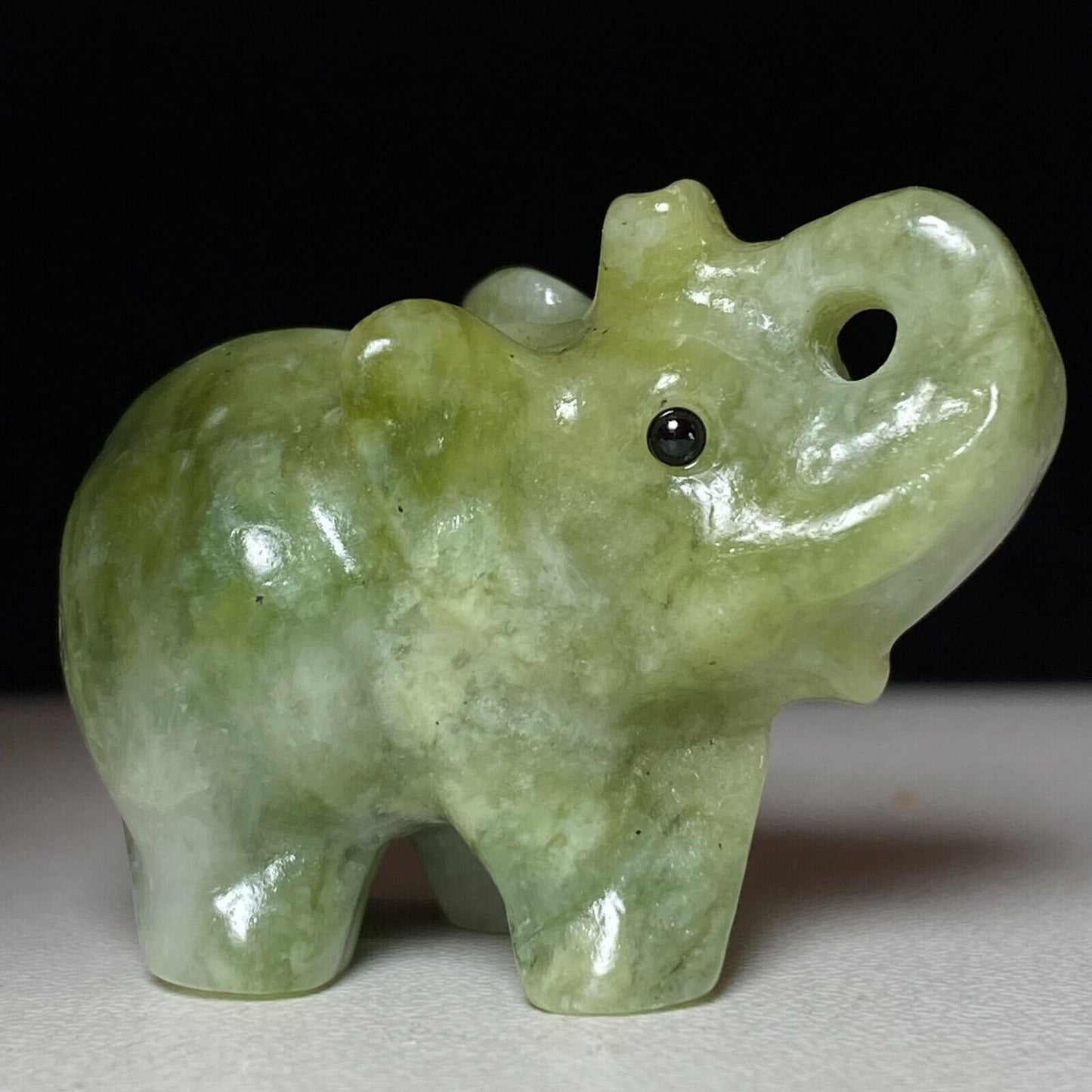 Unusual Stone Elephant, 32mm Tall, 26g (Green)