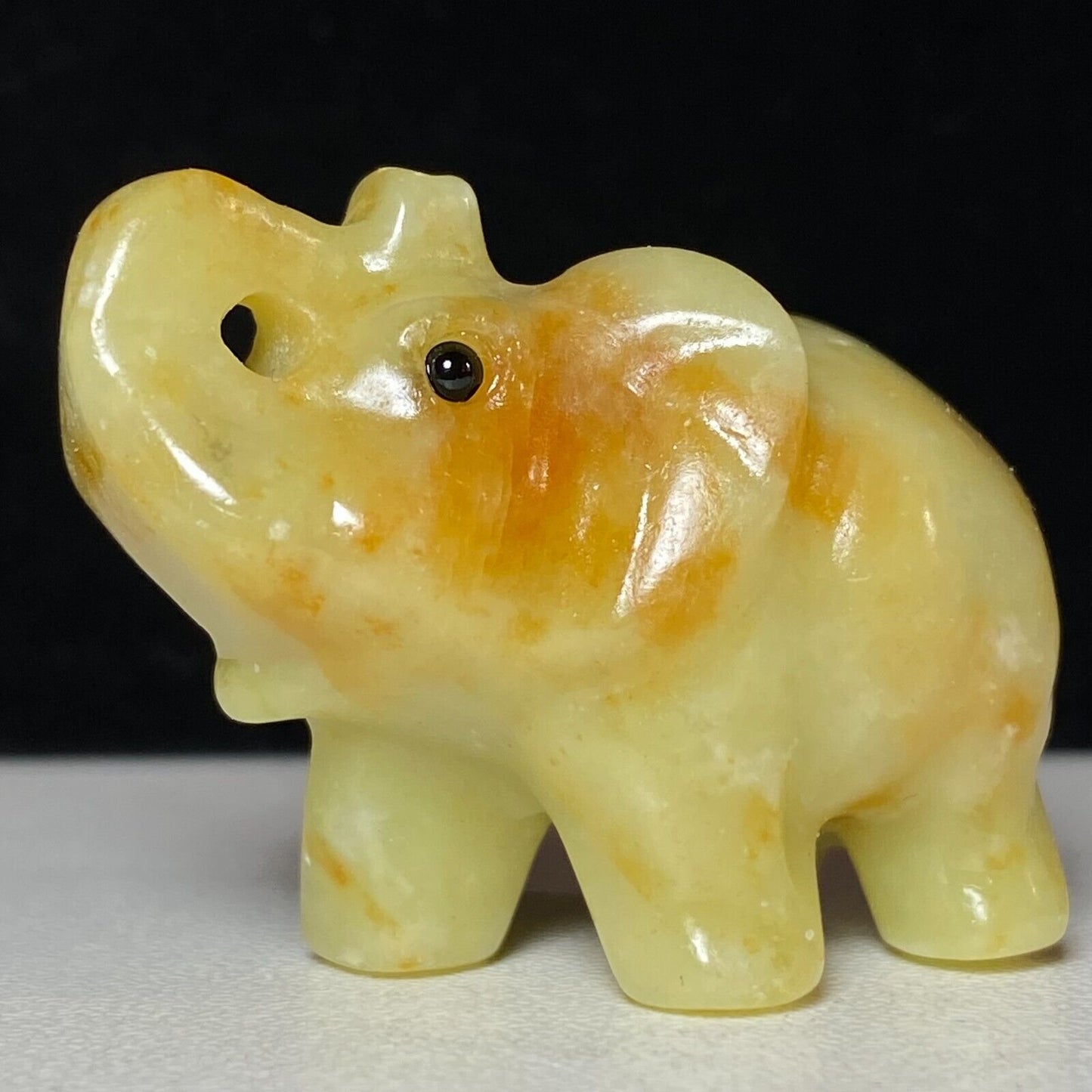 Unusual Stone Elephant, 32mm Tall, 26g (Yellow)