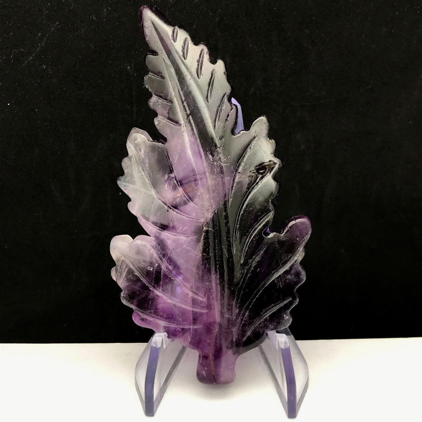 Unusual Fluorite Leaf with Solid Crystals, 96mm Tall, 73g (Purple, Clear)
