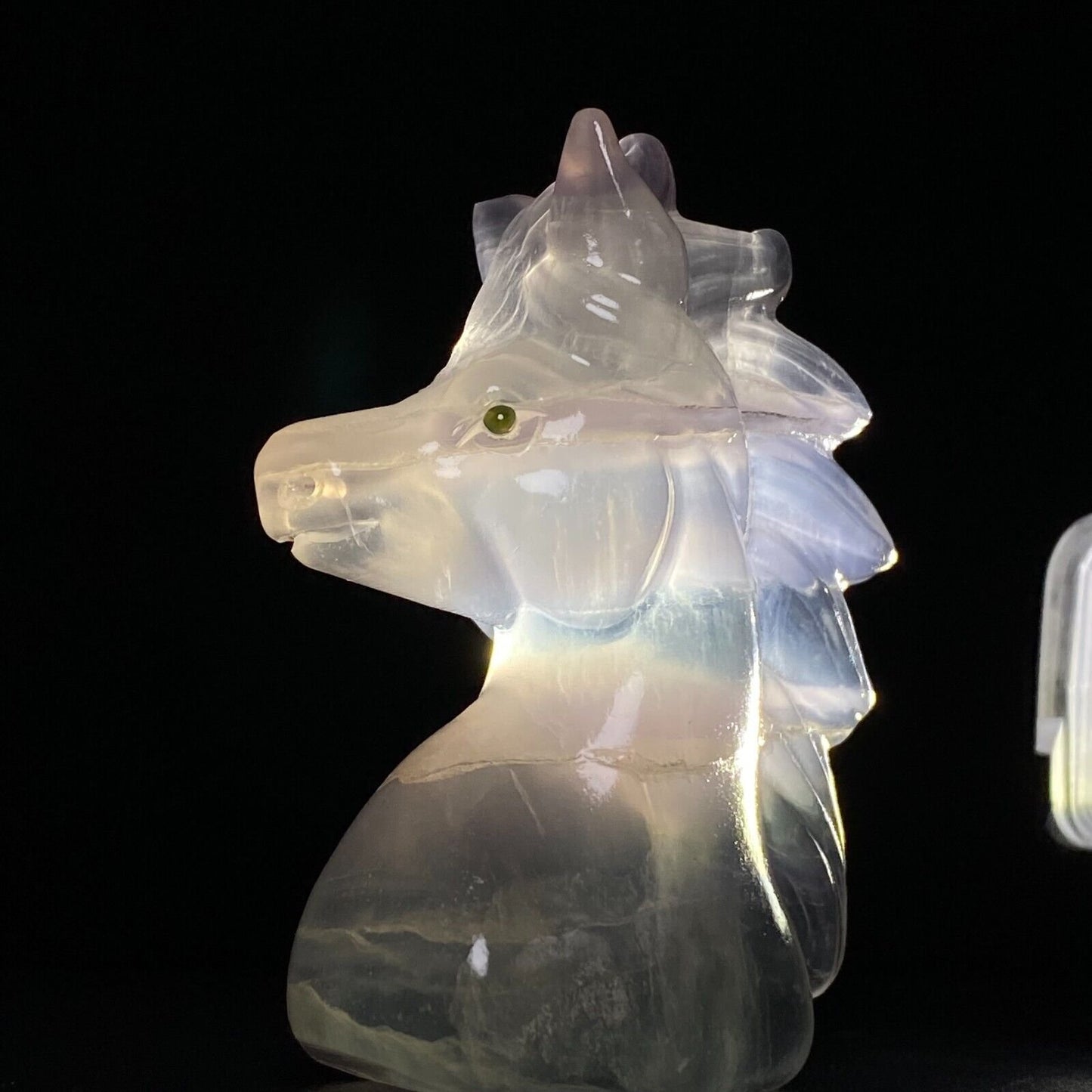 Unusual Fluorite Horse with Solid Crystals, 68mm Tall, 105g (Purple, Clear)