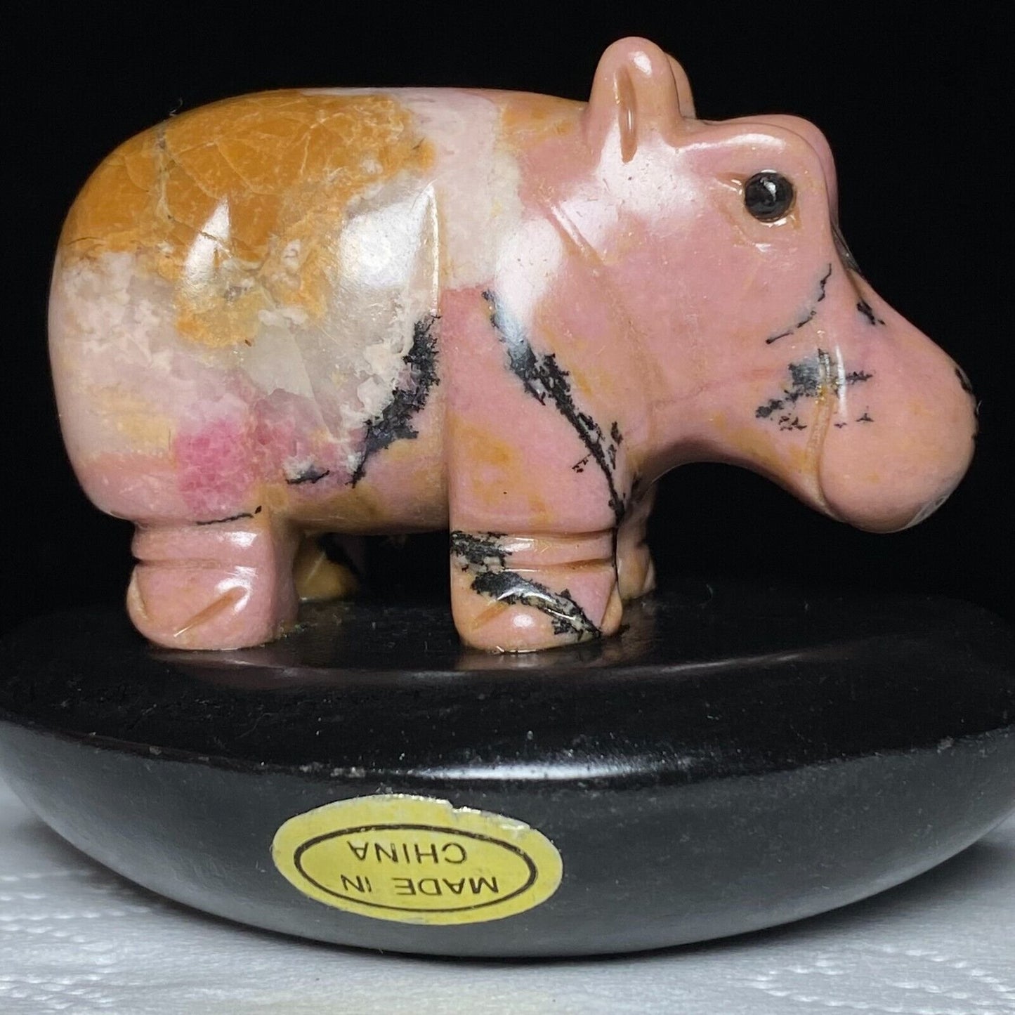Unusual Rhodonite Hippo, 41mm Tall, 85g (Pink)