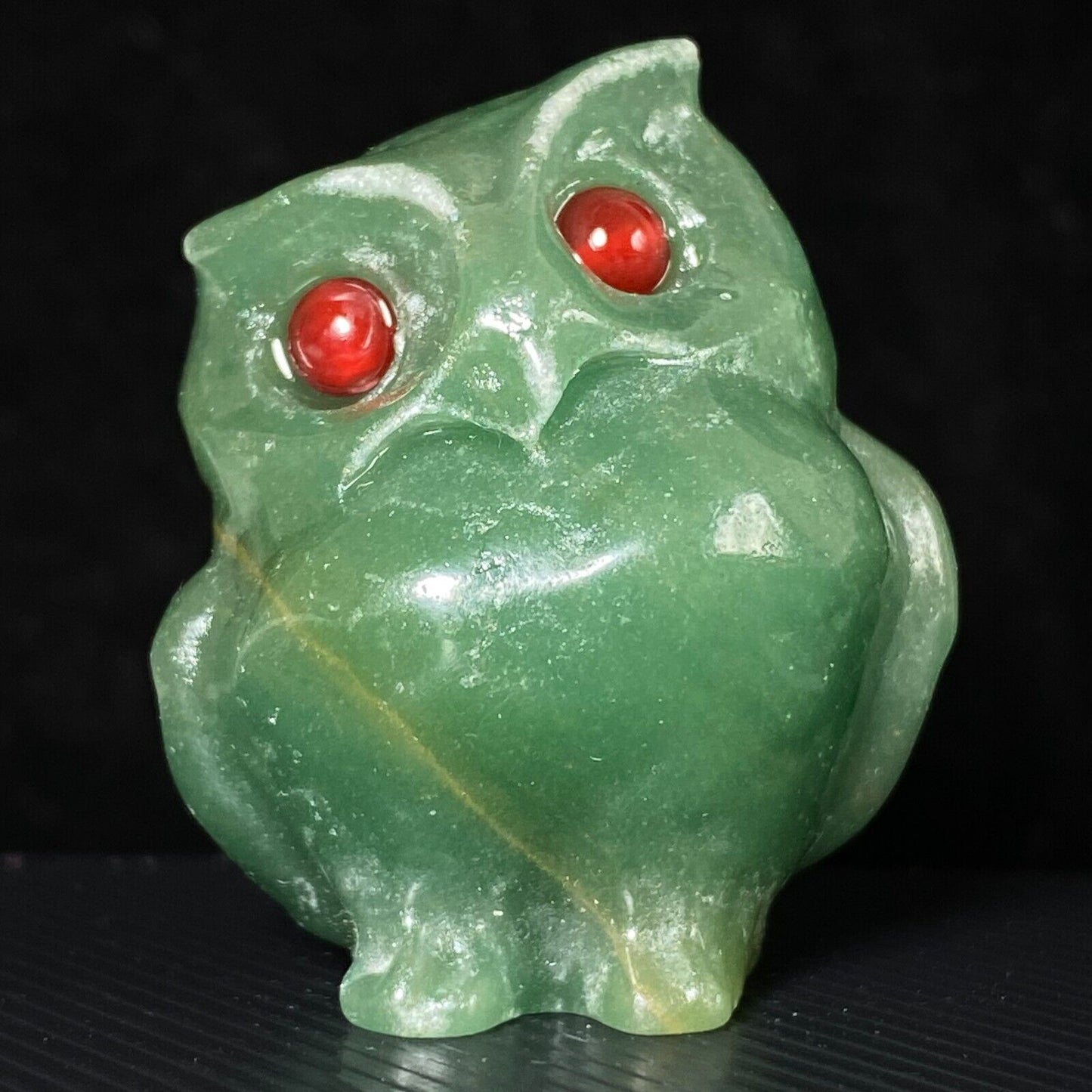 Unusual Green Aventurine Owl, 36mm Tall, 40g