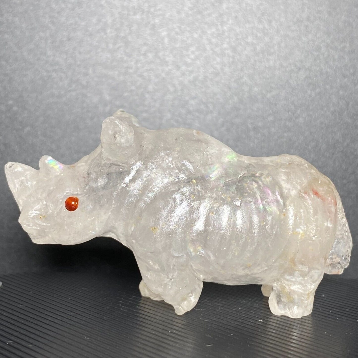 Quartz Rhino with Solid Crystals, 38mm Tall, 65g