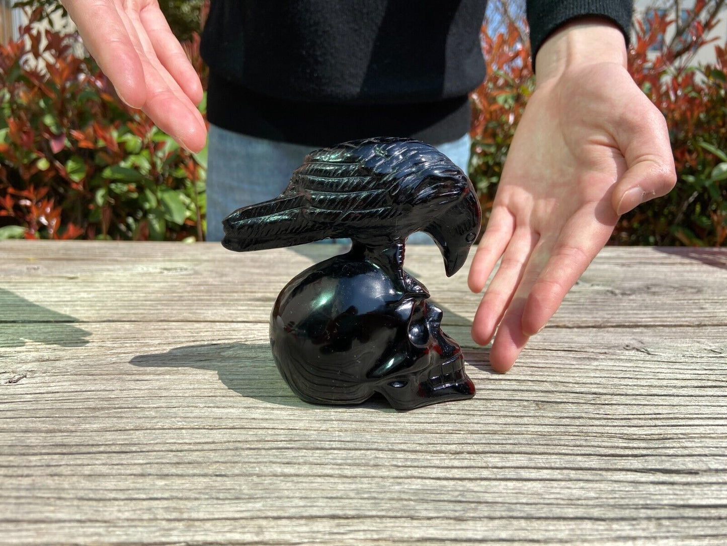 Stunning Onyx Raven, 95mm Tall, 439g (Black)