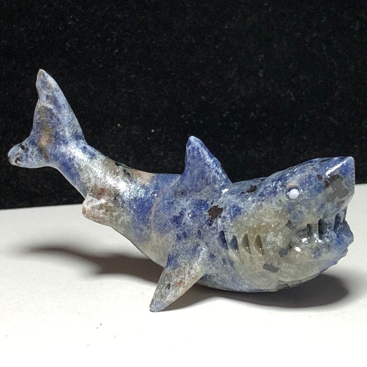 Rare Sodalite Shark, 23mm Tall, 24g (Blue, Gray, White)