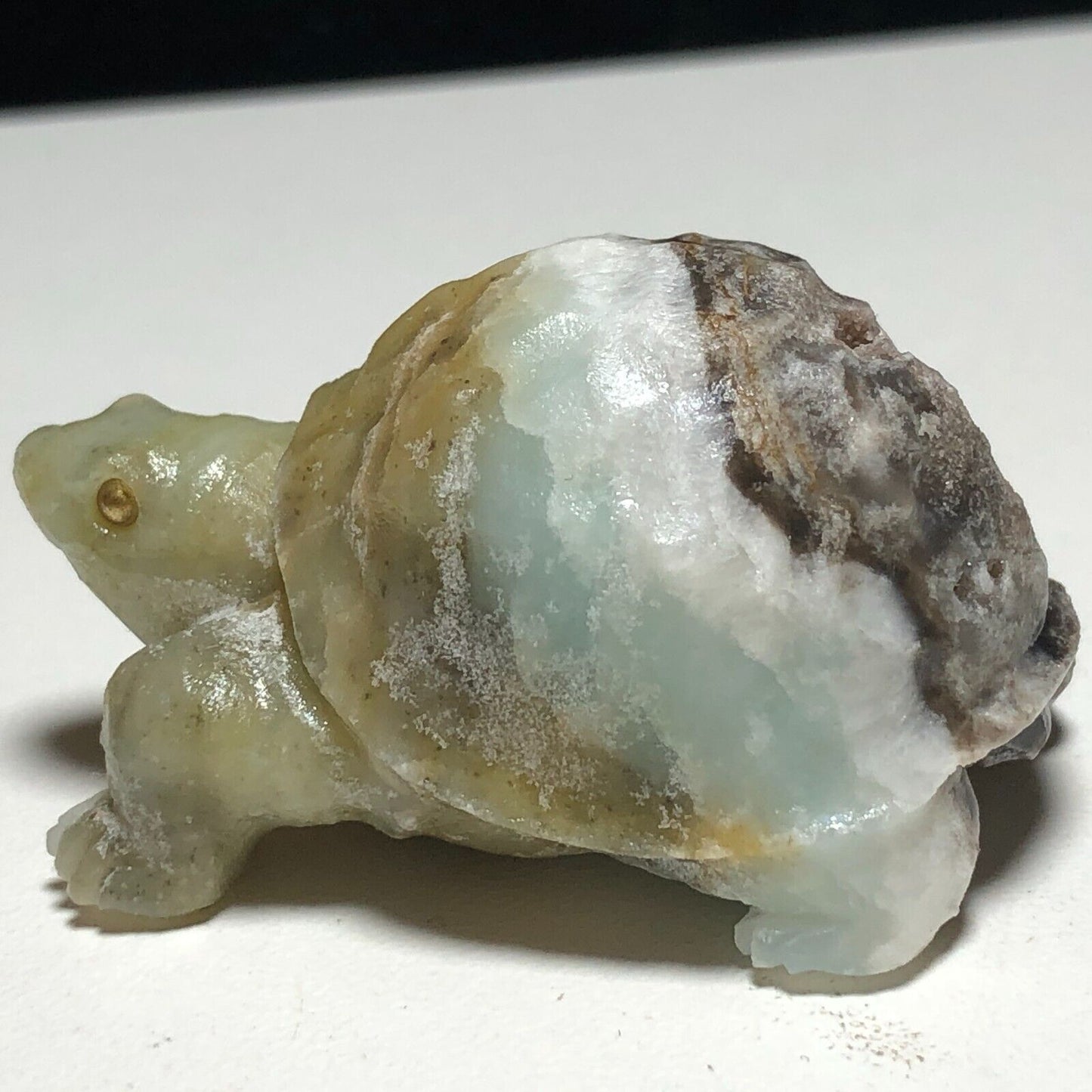 Unusual Amazonite Turtle, 24mm Tall, 34g (Brown, White, Gray)