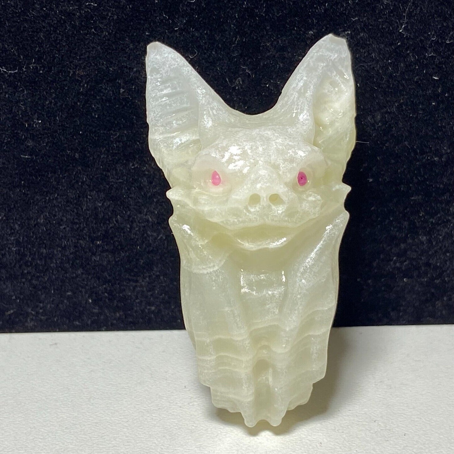 Rare Calcite Bat with Solid Crystals, 24mm Tall, 23g (White, Green, Yellow)