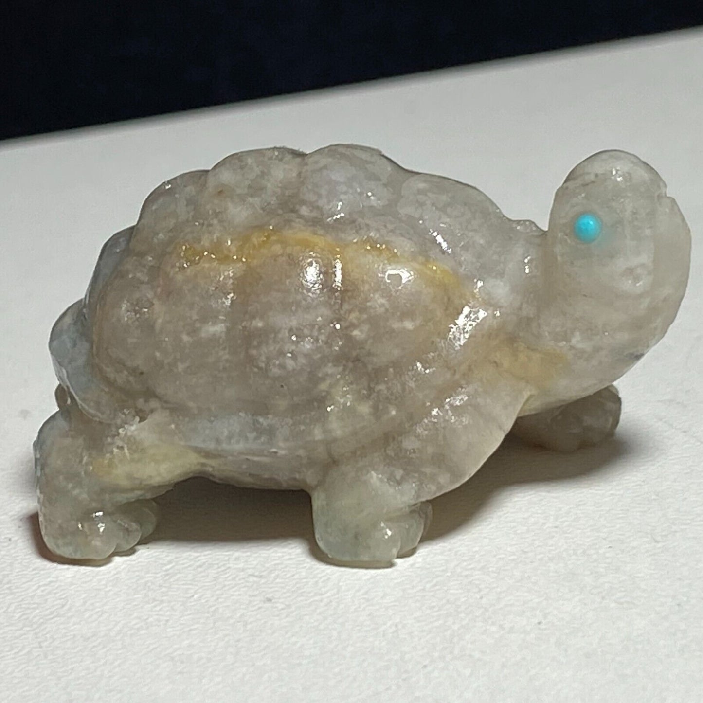 Unusual Amazonite Turtle, 25mm Tall, 23g (White, Gray)