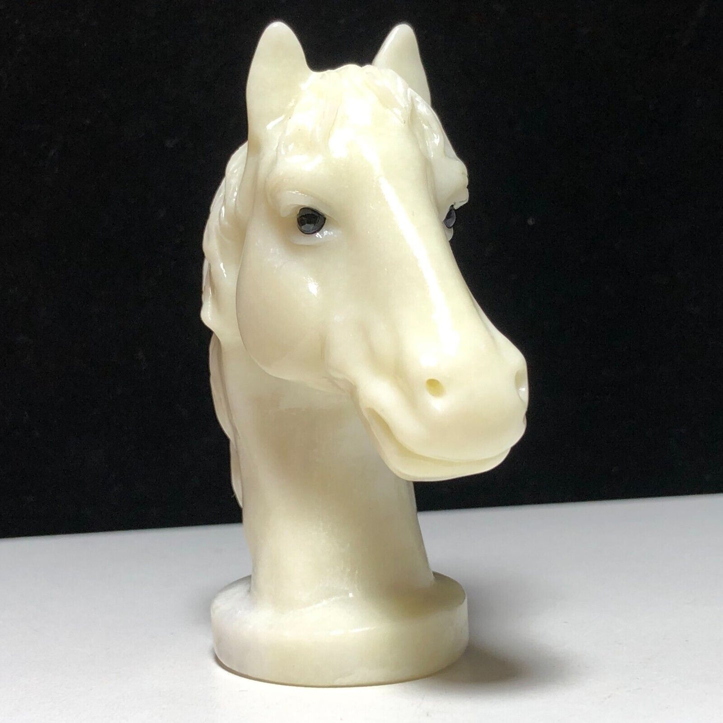 Unusual Nephrite Jade Horse, 82mm Tall, 135g (White, Black)