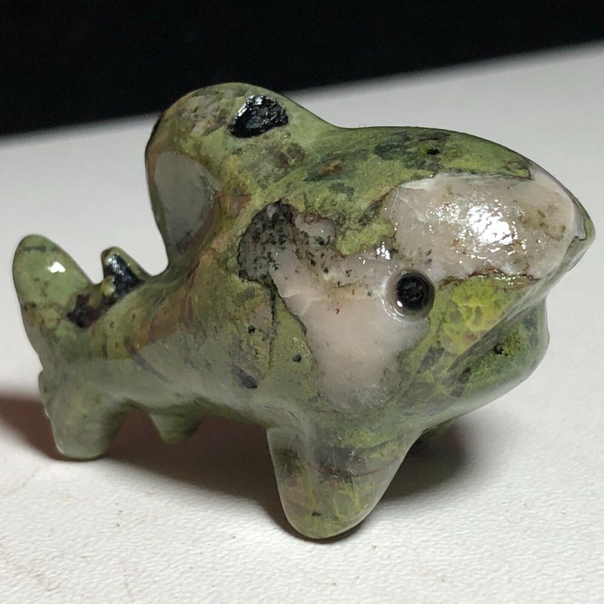 Unusual Stone Shark, 27mm Tall, 17g (Green, White, Black)
