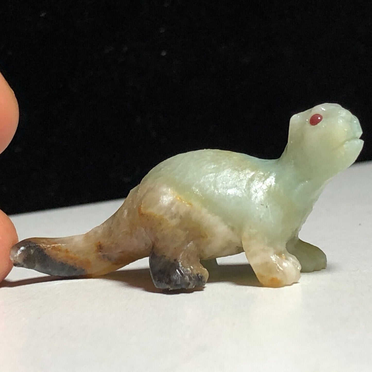 Common Amazonite River Otter, 25mm Tall, 13g (Green, Cream, Gray)