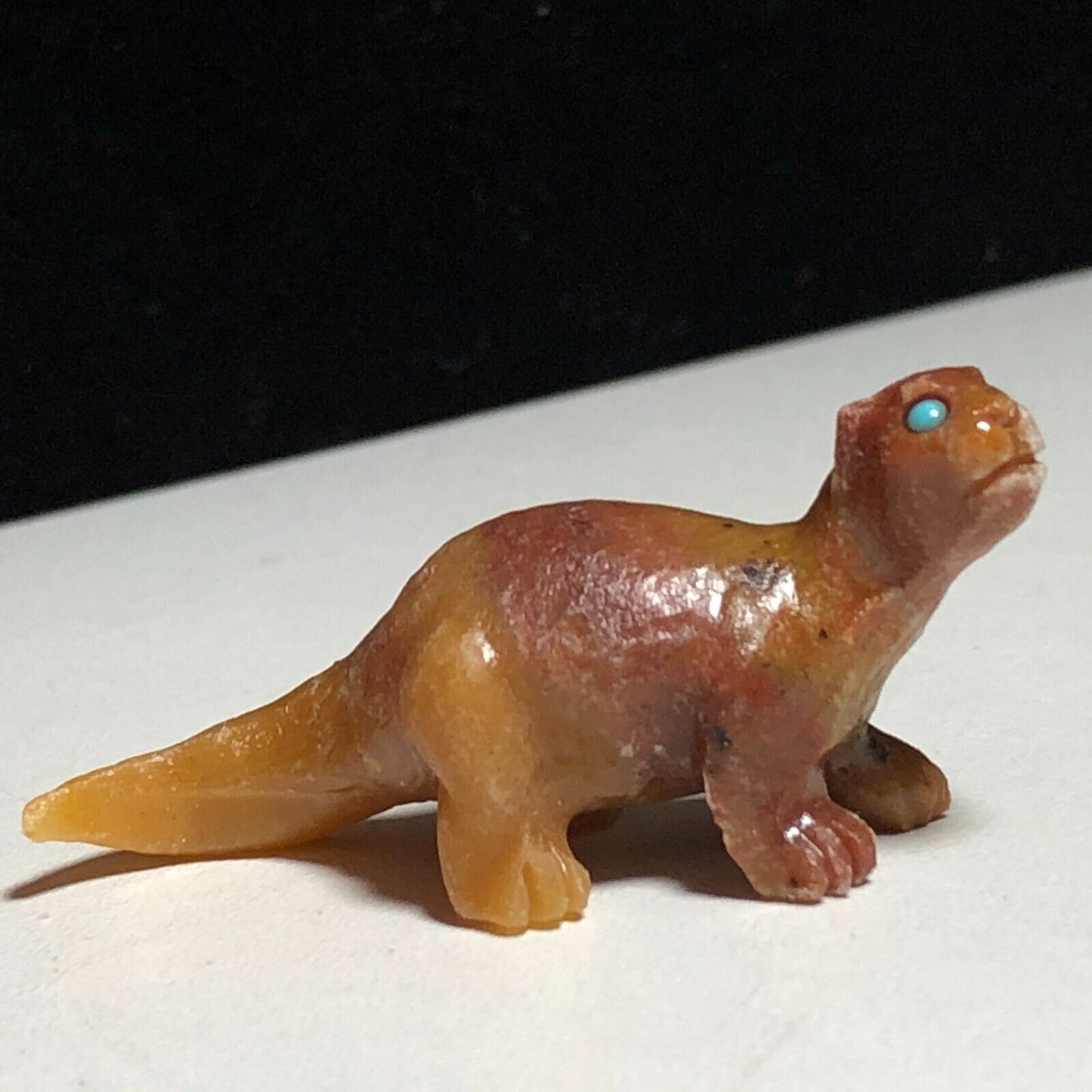 Unusual Amazonite River Otter, 25mm Tall, 13g (Brown, Yellow, Orange)