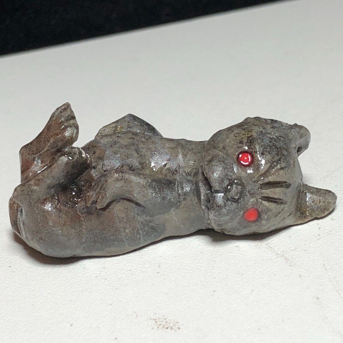 Common Amazonite Rollover Dog, 15mm Tall, 13g (Gray, Brown, Red)
