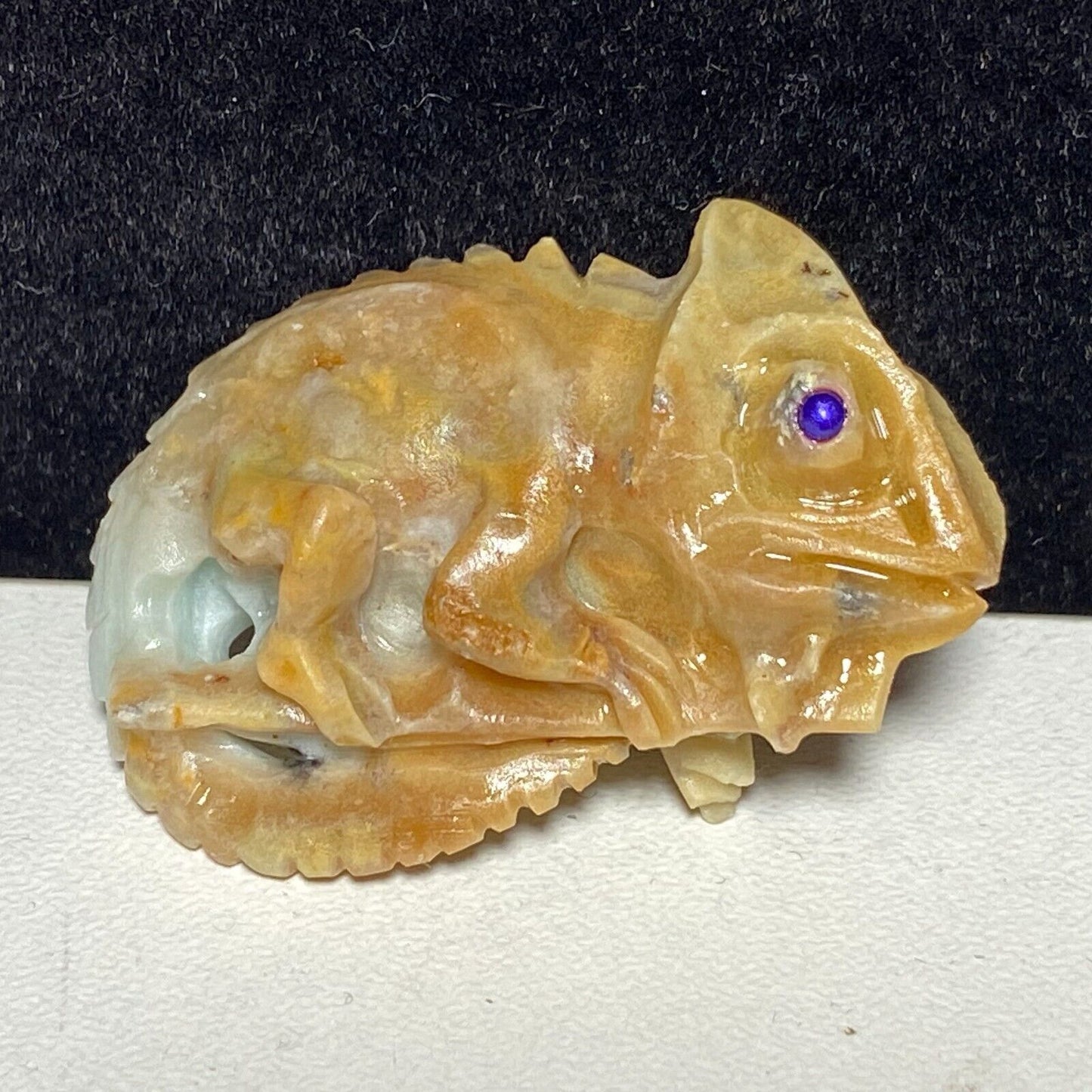 Unusual Amazonite Chameleon, 29mm Tall, 14g (Yellow, Cream, White)