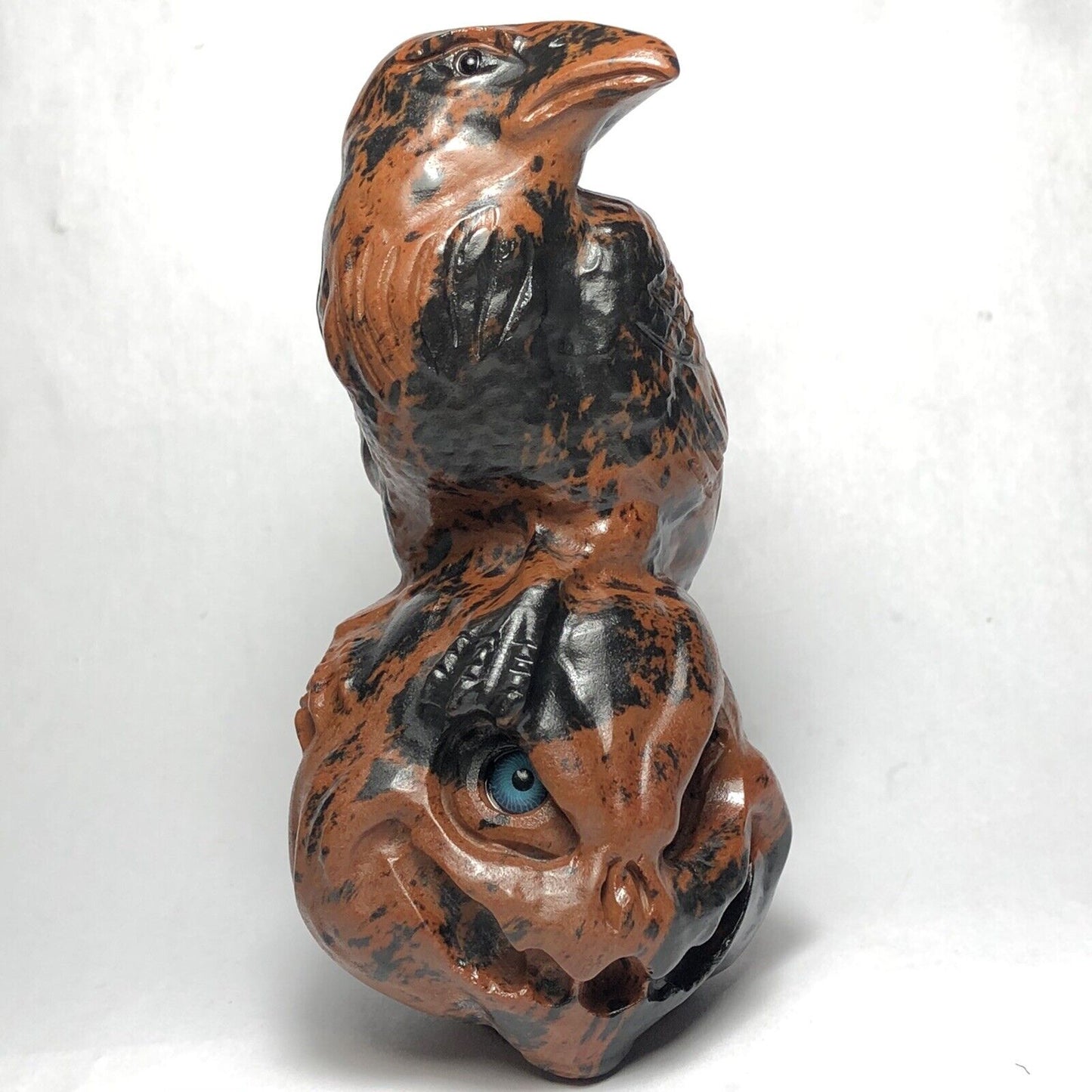 Rare Mahogany Obsidian Crow, 105mm Tall, 272g (Brown, Black)