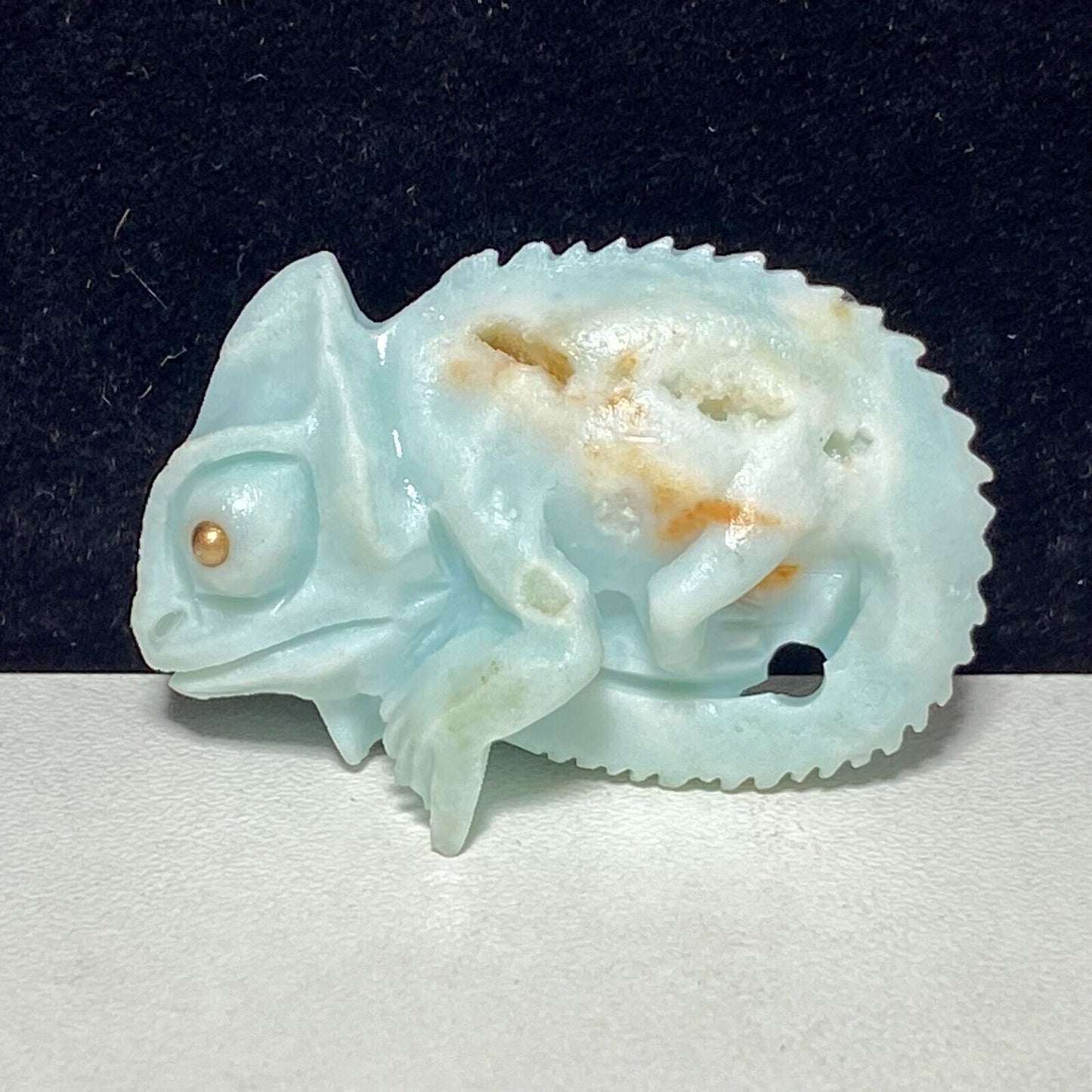 Rare Amazonite Chameleon with Geodic Quartz Crystals, 24mm Tall, 11g (Blue, White, Cream)