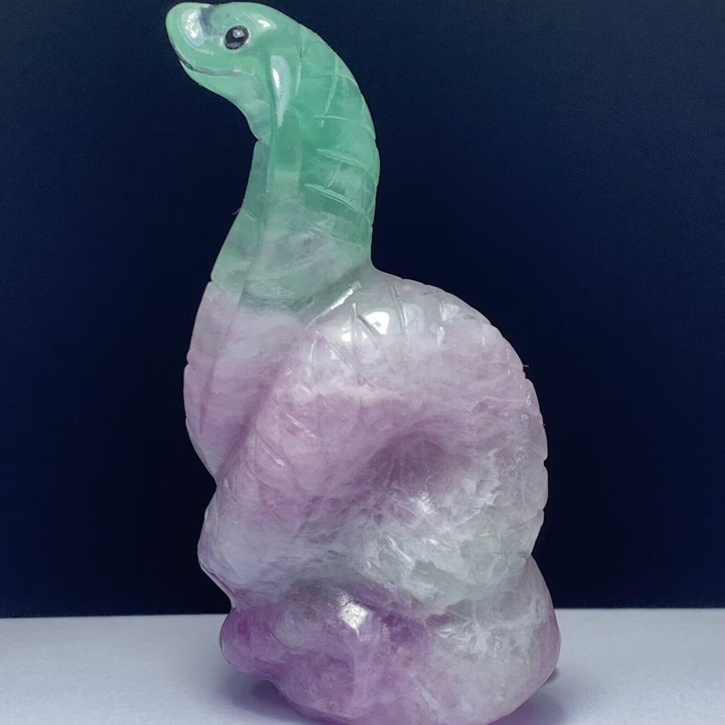 Agate Snake, 84mm Tall, 174g (White, Green, Purple)
