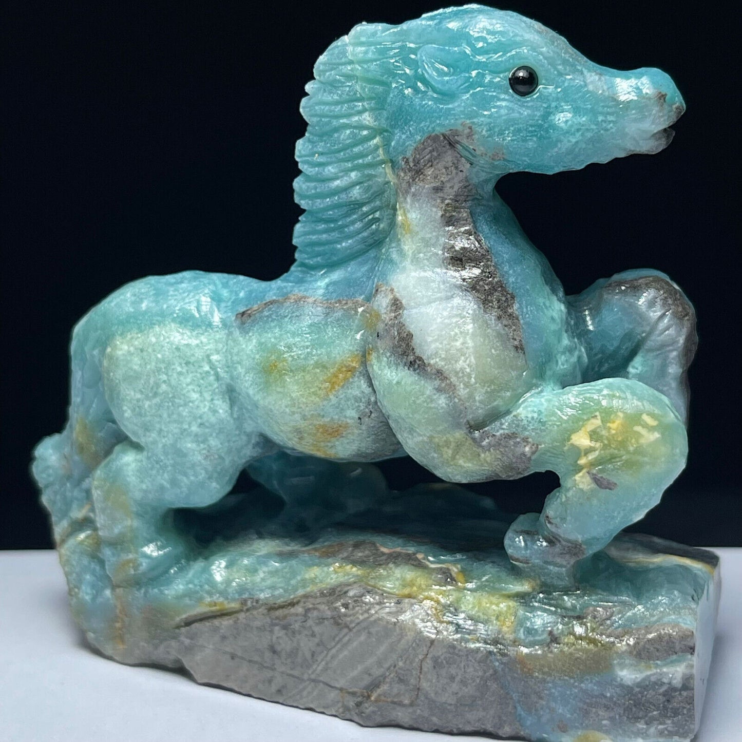 Stunning Amazonite Horse, 77mm Tall, 202g (BLue, Gray, White)