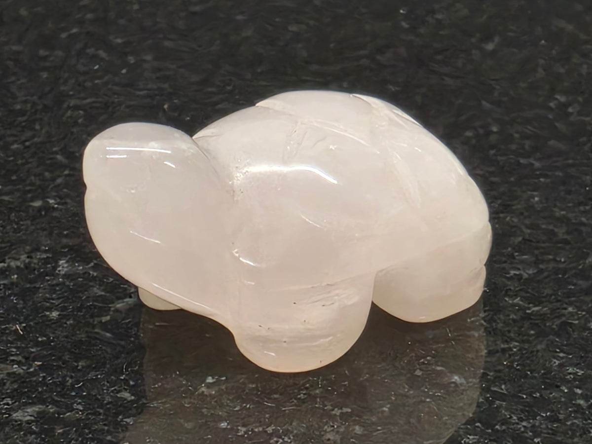 Unusual Rose Quartz Turtle with Solid Crystals, 15mm Tall, 11g (Pink)
