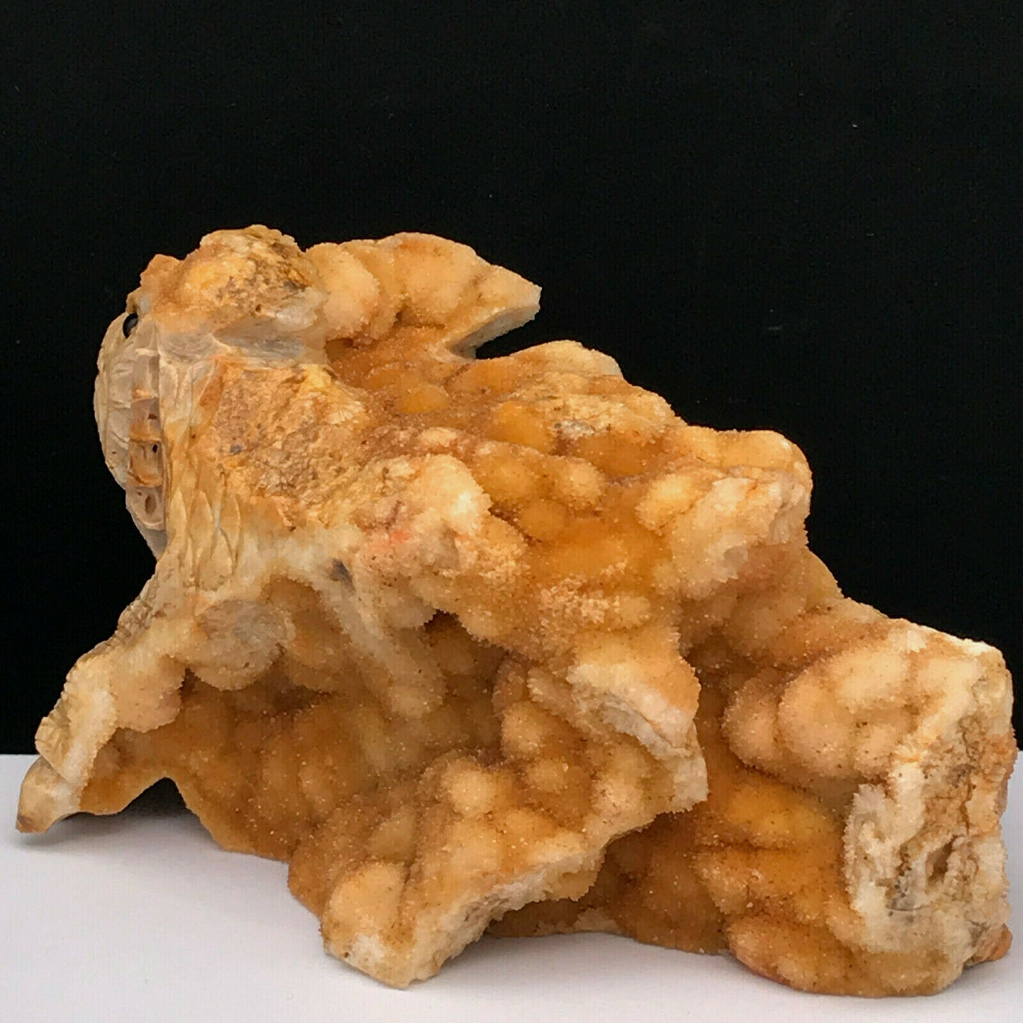Precious Stone Dragon Baby with Quartz Crystals, 67mm Tall, 537g (Tan, Yellow, Orange)