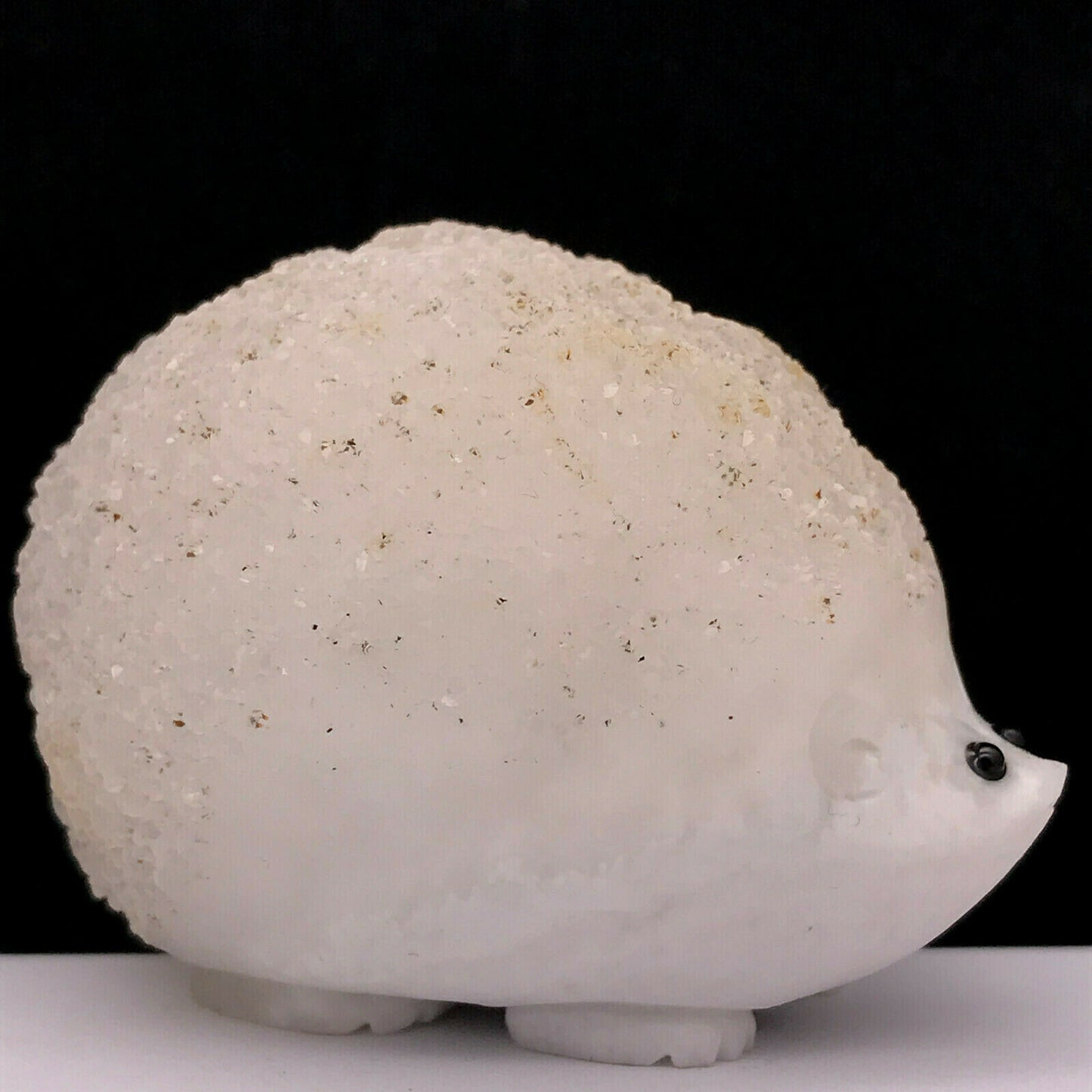 Rare Quartzite Hedgehog with Quartz Crystals, 42mm Tall, 144g (White)