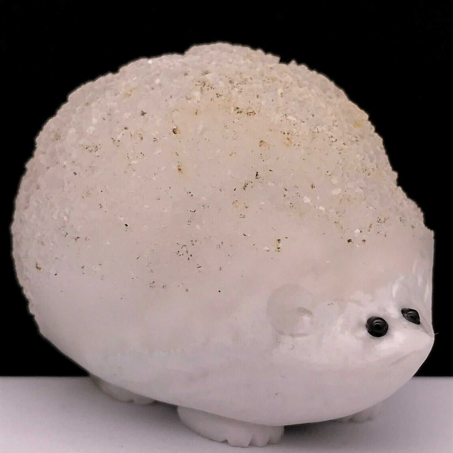 Rare Quartzite Hedgehog with Quartz Crystals, 42mm Tall, 144g (White)