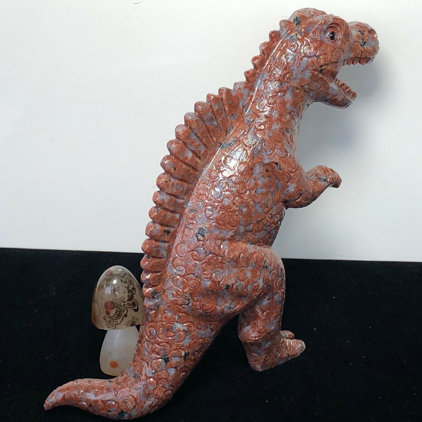 Rare Aventurine Spinosaurus, 150mm Tall, 636g (Red, White, Black)