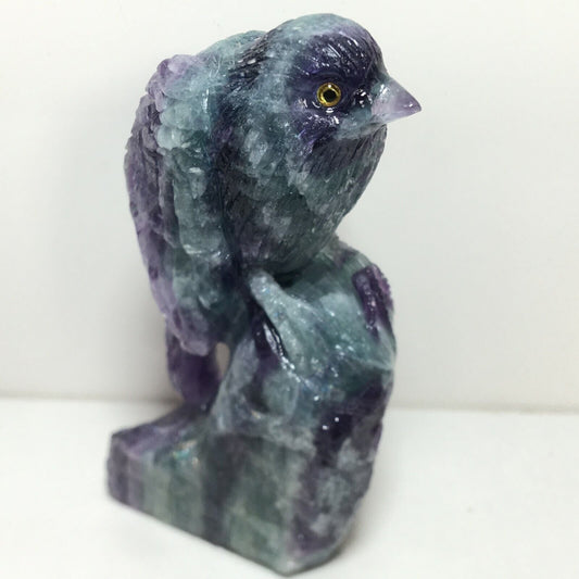 Rare Fluorite Bird with Solid Crystals, 88mm Tall, 218g (Purple, Green, Clear)