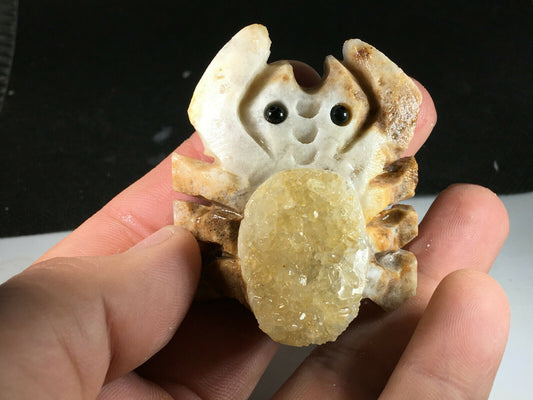 Rare Stone Spider with Quartz Crystals, 26mm Tall, 58g (Orange)
