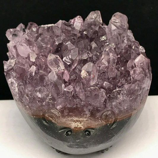 Stunning Agate Hedgehog with Amethyst Crystals, 37mm Tall, 144g (Purple)
