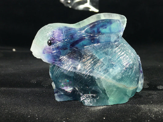 Unusual Fluorite Rabbit with Solid Crystals, 46mm Tall, 169g (Blue, Green, Purple)