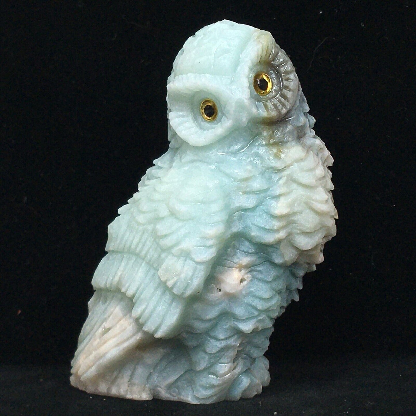 Rare Amazonite Owl, 68mm Tall, 144g (Blue)