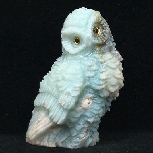 Rare Amazonite Owl, 68mm Tall, 144g (Blue)
