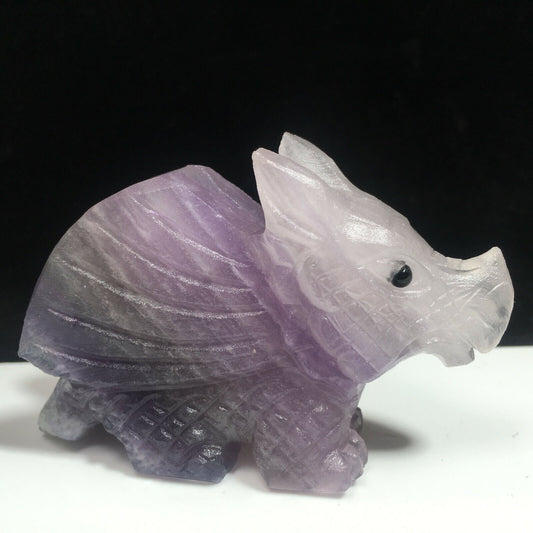 Unusual Fluorite Dragon with Solid Crystals, 23mm Tall, 156g (Purple, Green, Clear)