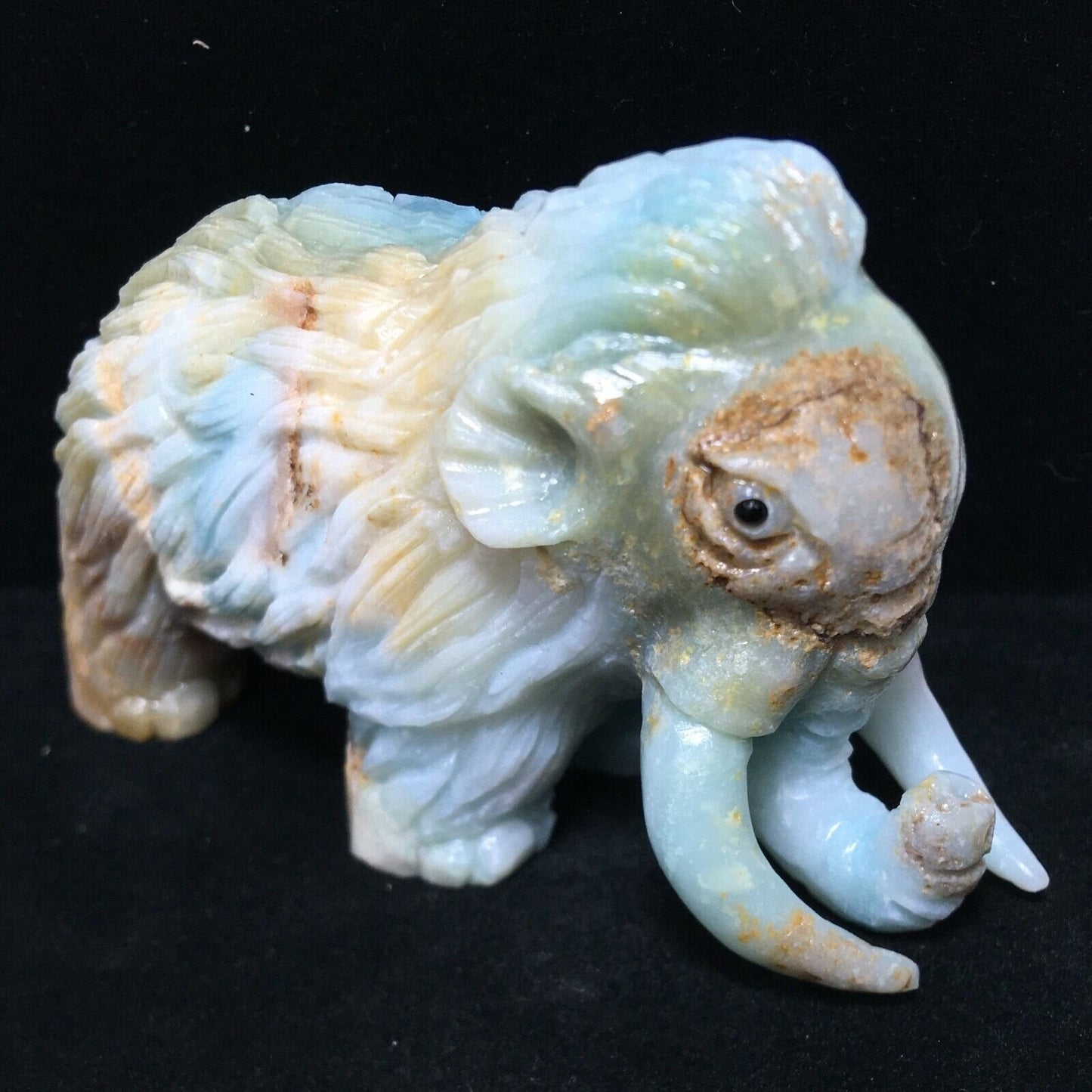 Stunning Amazonite Mammoth, 54mm Tall, 216g (Blue, Green, Yellow)