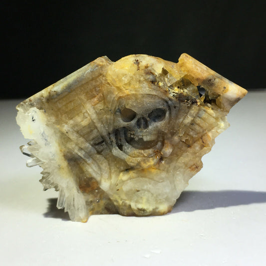 Common Stone Skeleton with Quartz Crystals, 14mm Tall, 76g (Yellow, Orange, White)